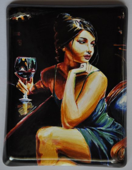 Reproduction of Saba with a Glass of Red Wine by Fabian Perez