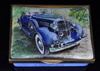 Classic Chrysler Car enamel box for Royal Miniature Society Exhibition