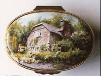 Country Cottage - Enamel Miniature Painting by Mark D Morris