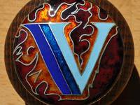 Flames Letter V Cloisonné Enamel Doorknob