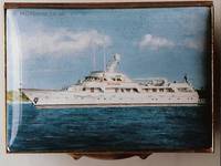 Large Luxury Yacht - Enamel Miniature Painting by Mark D Morris