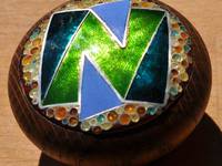 Letter-N Cloisonné Enamel Doorknob by Mark Morris - side view