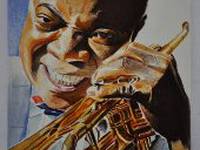 Miniature painting of Louis Armstrong (stage 4)