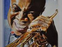 Miniature painting of Louis Armstrong (stage 5)