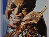 Miniature painting of Louis Armstrong (stage 6)