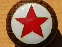 Opaque Red Pret a Manger Star Cloisonné Enamel Doorknob