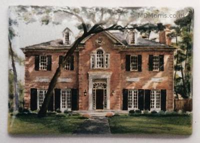 Salmon Pink House - Enamel Miniature Painting by Mark D Morris