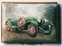 Vintage 1924 Bentley 3 Litre - Enamel Miniature Painting by Mark D Morris