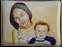 Mother and Child Family Portrait, Painting in Enamel by Mark D Morris