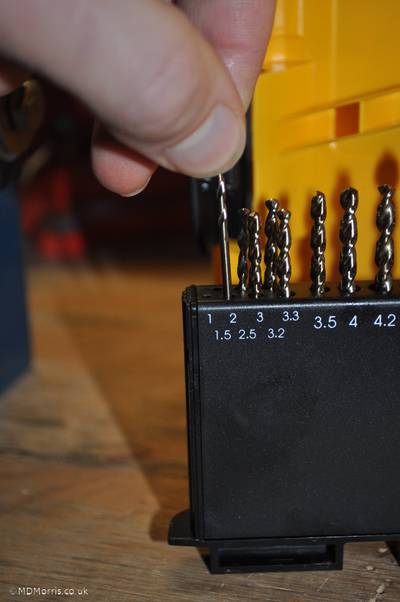 selecting a 1.5mm drill bit