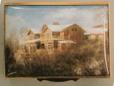 A Miniature Painting, in Enamel, of a House and surroundings by Anthony Phillips