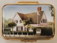 An Enamel Miniature Painting of a House with Flagpole by Anthony Phillips