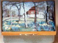 A Miniature Enamel Painting of a House and Woods by Anthony Phillips