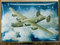 A Miniature Painting in Enamel of a Lancaster Bomber by Anthony Phillips