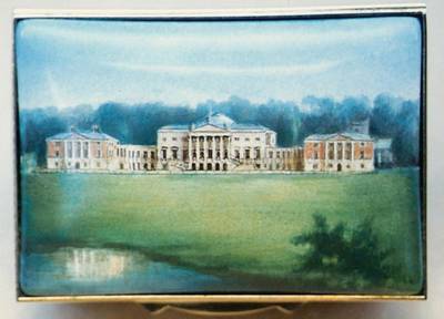 A Large Country House Miniature Painting on Enamel by Anthony Phillips