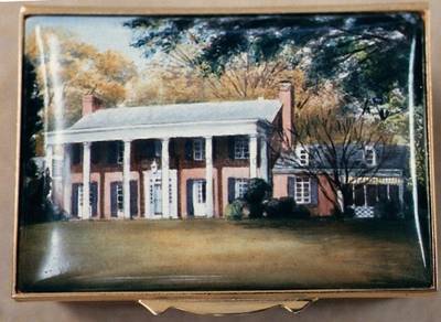 An Enamel Miniature Painting of a House with a Large Veranda by Anthony Phillips