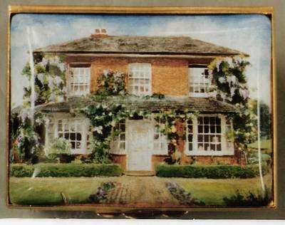 A miniature enamel painting of a Lovely House by Anthony Phillips