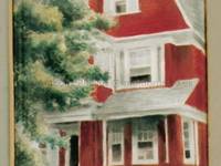 A Miniatue Enamel Painting of a Red House by Anthony Phillips