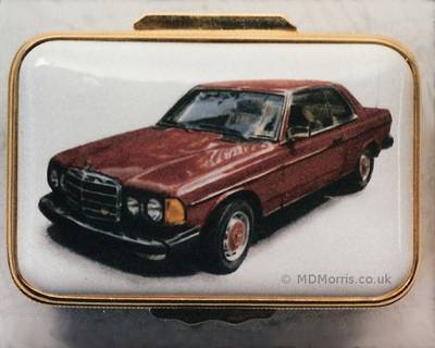 Red Mercedes - Enamel Miniature Painting by Mark D Morris