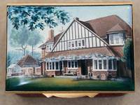 A Miniature Enamel Painting of House with Large Triagular Front by Anthony Phillips