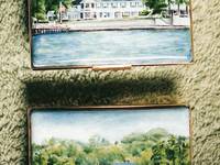 Waterfront Pair of Enamels - Commissioned Miniature Painting Enamel Box