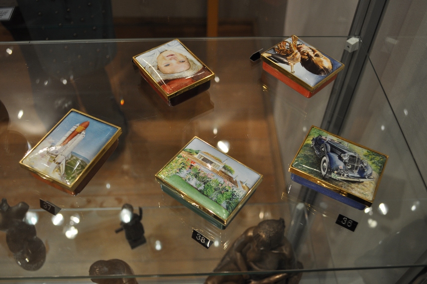 enamel boxes displayed